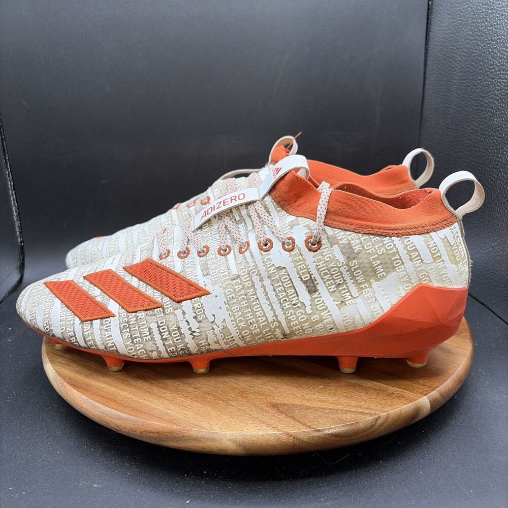 Adidas Adizero 8.0 Men's Size 14 Football Cleats White Orange Shoes EE7452